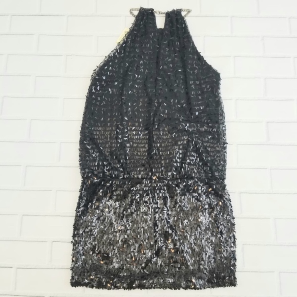 Arden B. Black Shimmering Sequin Metallic Dress - Picture 3 of 8